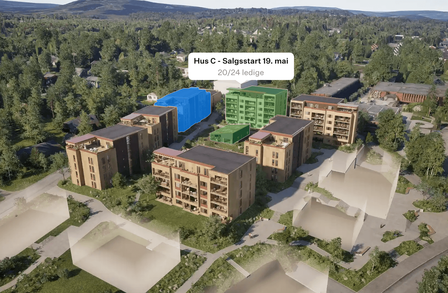 Oversikt over Rådhuskvartalet i boligvelgeren